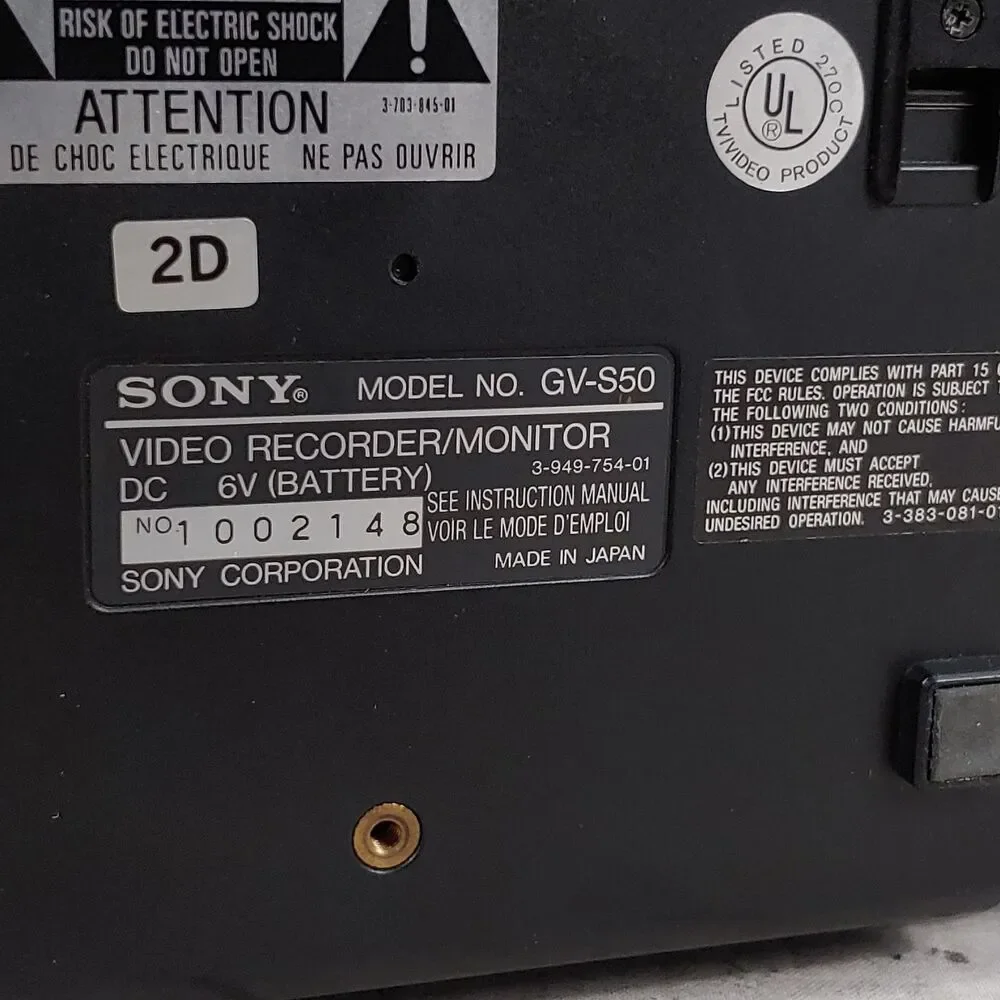 UNTESTED Sony GV-S50 + TGV-3 Antenna - 8mm Walkman Standard8 Video8 VCR - PARTS